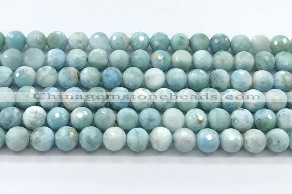 CLR156 15 inches 9mm faceted round larimar gemstone beads