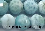 CLR157 15 inches 10mm faceted round larimar gemstone beads