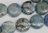 CLR211 15.5 inches 16mm flat round larimar gemstone beads