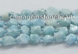 CLR25 15.5 inches 6*8mm nugget natural larimar gemstone chips beads