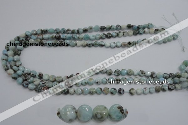 CLR34 15.5 inches 7mm flat round natural larimar gemstone beads