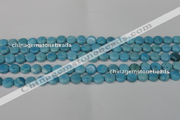 CLR360 15.5 inches 10mm flat round dyed larimar gemstone beads