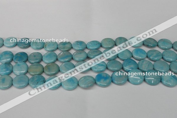 CLR362 15.5 inches 14mm flat round dyed larimar gemstone beads