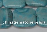 CLR386 15.5 inches 25*25mm square dyed larimar gemstone beads