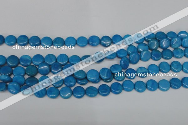 CLR410 15.5 inches 10mm flat round dyed larimar gemstone beads