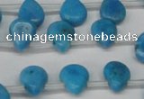 CLR448 Top drilled 8*10mm flat teardrop dyed larimar gemstone beads