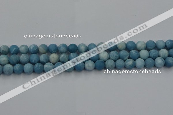 CLR612 15.5 inches 8mm round matte imitation larimar beads