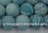 CLR614 15.5 inches 12mm round matte imitation larimar beads