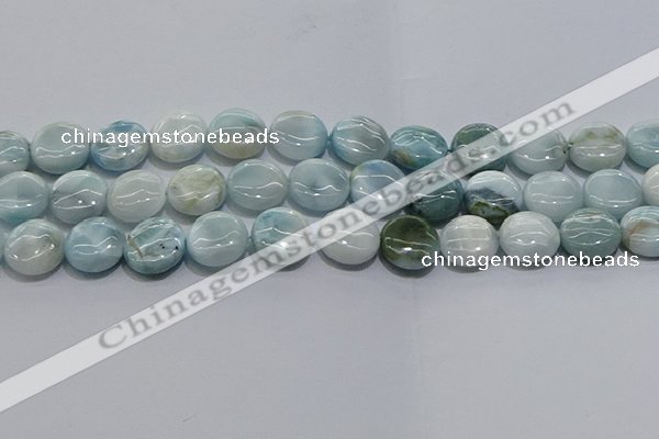 CLR85 15.5 inches 12mm flat round larimar gemstone beads