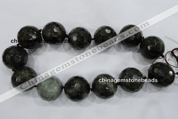 CLS03 15.5 inches 30mm faceted round large black labradorite beads