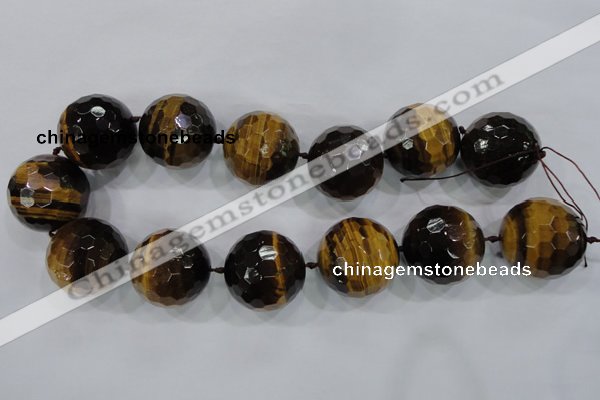 CLS06 15.5 inches 30mm faceted round large yellow tiger eye beads