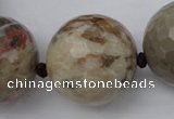 CLS08 15.5 inches 30mm faceted round large chrysanthemum agate beads