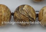 CLS10 15.5 inches 30mm faceted round large picture jasper beads