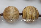 CLS101 15.5 inches 25mm faceted round large picture jasper beads