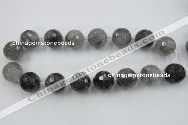 CLS105 15.5 inches 25mm faceted round large cloudy quartz beads