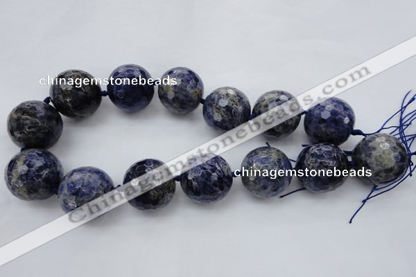 CLS14 15.5 inches 30mm faceted round large sodalite gemstone beads