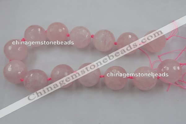 CLS15 15.5 inches 30mm faceted round large rose quartz beads