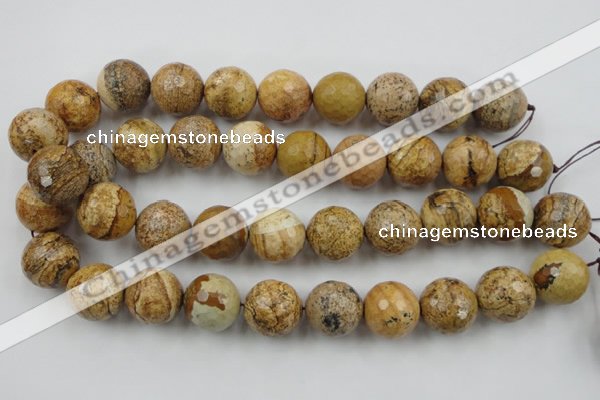 CLS151 15.5 inches 20mm faceted round picture jasper beads