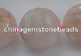 CLS16 15.5 inches 30mm faceted round large pink quartz beads