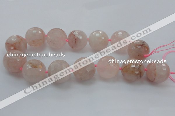 CLS16 15.5 inches 30mm faceted round large pink quartz beads