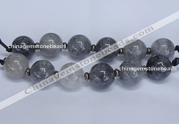 CLS251 7.5 inches 30mm round large cloudy quartz beads wholesale