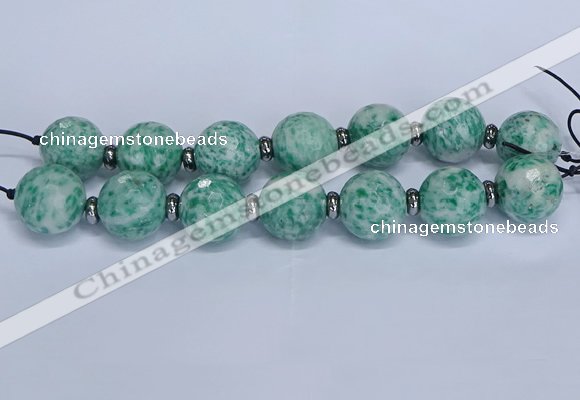 CLS302 7.5 inches 25mm faceted round large Qinghai jade beads