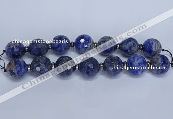 CLS304 7.5 inches 25mm faceted round large sodalite gemstone beads