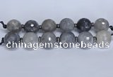CLS351 7.5 inches 30mm faceted round large cloudy quartz beads