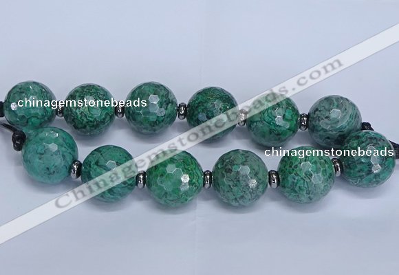 CLS352 7.5 inches 30mm faceted round large green picture jasper beads