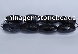 CLS401 7.5 inches 25*45mm faceted rice large black agate beads