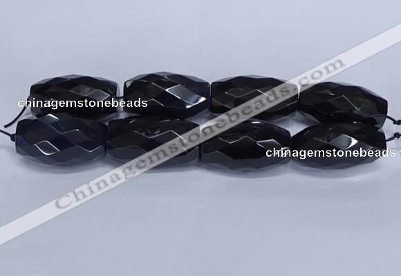 CLS401 7.5 inches 25*45mm faceted rice large black agate beads