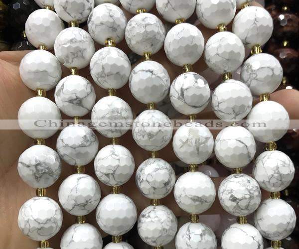 CLS413 15 inches 16mm faceted round white howlite turquoise beads