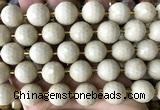 CLS415 15 inches 16mm faceted round white fossil jasper beads