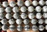 CLS417 15 inches 16mm faceted round grey picture jasper beads