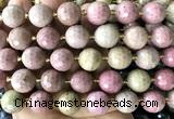 CLS418 15 inches 16mm faceted round pink wooden jasper beads