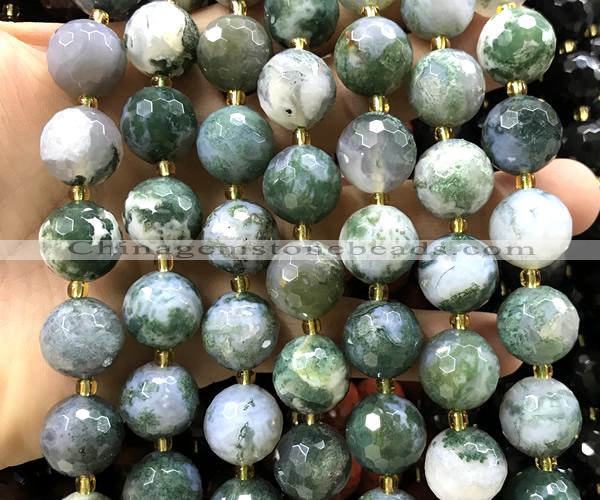 CLS431 15 inches 16mm faceted round moss agate gemstone beads