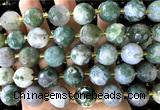 CLS431 15 inches 16mm faceted round moss agate gemstone beads
