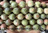 CLS434 15 inches 16mm faceted round unakite gemstone beads