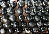 CLS435 15 inches 16mm faceted round silver obsidian gemstone beads