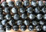 CLS438 15 inches 16mm faceted round black labradorite beads
