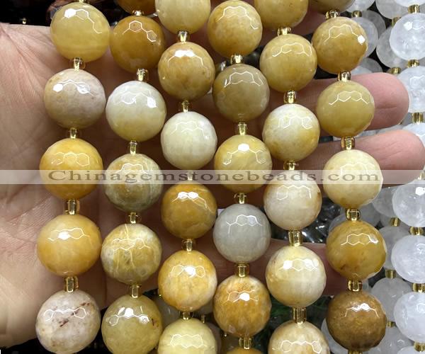 CLS441 15 inches 16mm faceted round yellow jade beads