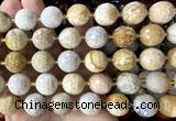 CLS443 15 inches 16mm faceted round fossil coral beads