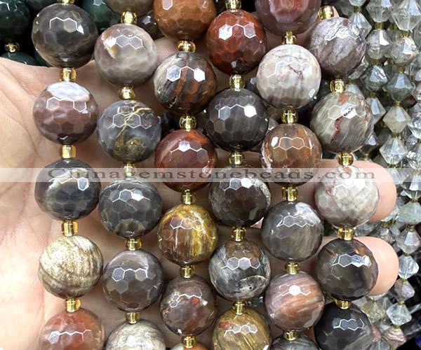 CLS446 15 inches 16mm faceted round wooden jasper beads