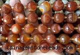 CLS448 15 inches 16mm faceted round red banded agate beads