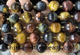 CLS450 15 inches 16mm faceted round colorful tiger eye beads