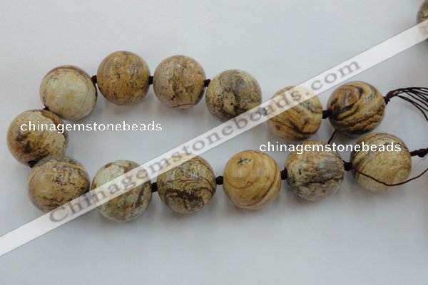 CLS50 15.5 inches 30mm round large picture jasper beads