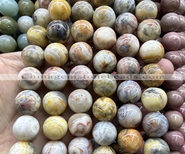 CLS618 15 inches 16mm round yellow crazy lace agate beads