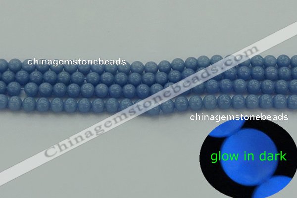 CLU101 15.5 inches 6mm round blue luminous stone beads