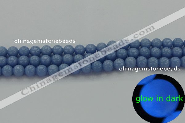 CLU102 15.5 inches 8mm round blue luminous stone beads