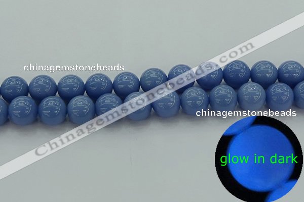 CLU105 15.5 inches 14mm round blue luminous stone beads